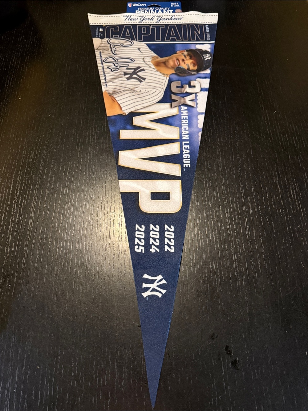 New York Yankees 'Captain 3x AL MVP' Pennant - Navy/White Flag